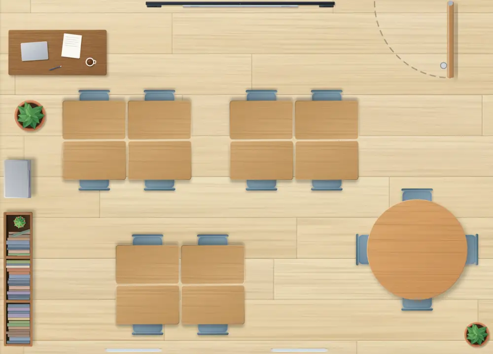Step 3: the furniture in place, without the students